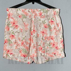 Pink Floral - Briggs Women's Linen Blend Short  sizeL